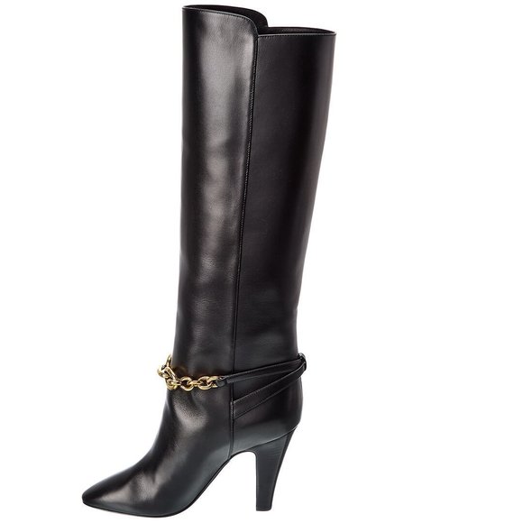 Saint Laurent Le Maillon 95 Leather Knee-High Boot - Picture 2 of 6